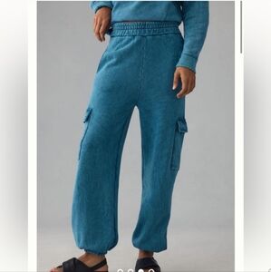Anthropologie Sundry Deep Teal Cargo Sweatpants Joggers Size Women’s Small